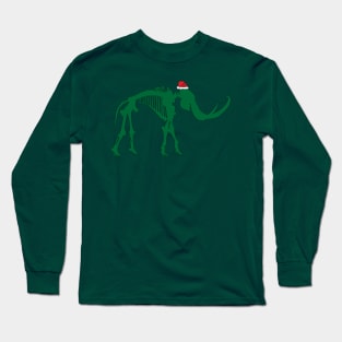 Mammoth Fossil with Santa Hat Long Sleeve T-Shirt